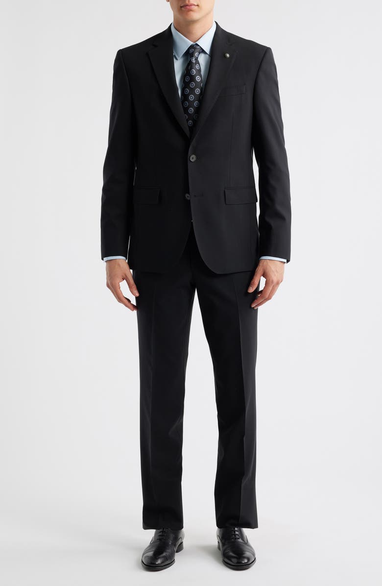 Jack Victor Stacie Trim Fit Solid Black Wool Suit, Main, color, Black