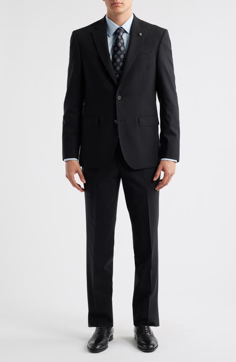 Stacie Trim Fit Solid Black Wool Suit