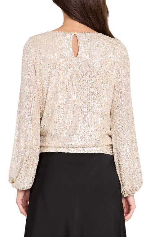 Tahari Asl Sequin Top In Neutral