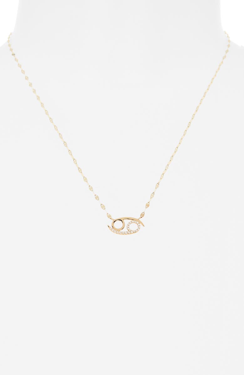 LANA 14K Gold Diamond Zodiac Cancer Pendant Necklace - 0.137ct., Alternate, color, Yellow Gold