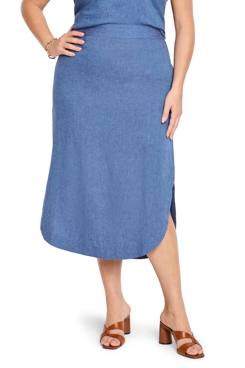 Rumba Linen Blend Midi Skirt, Main, color, BLUE MIX