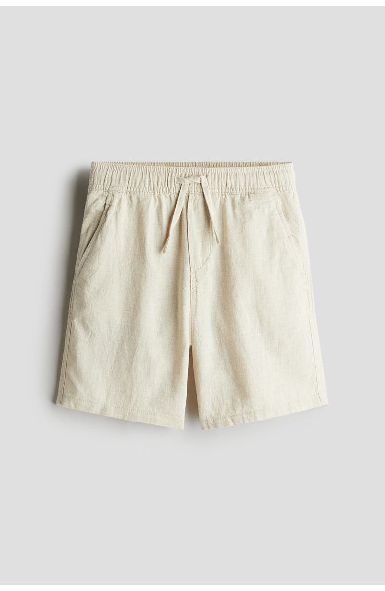H&M Linen-blend shorts, Main, color, Light Beige