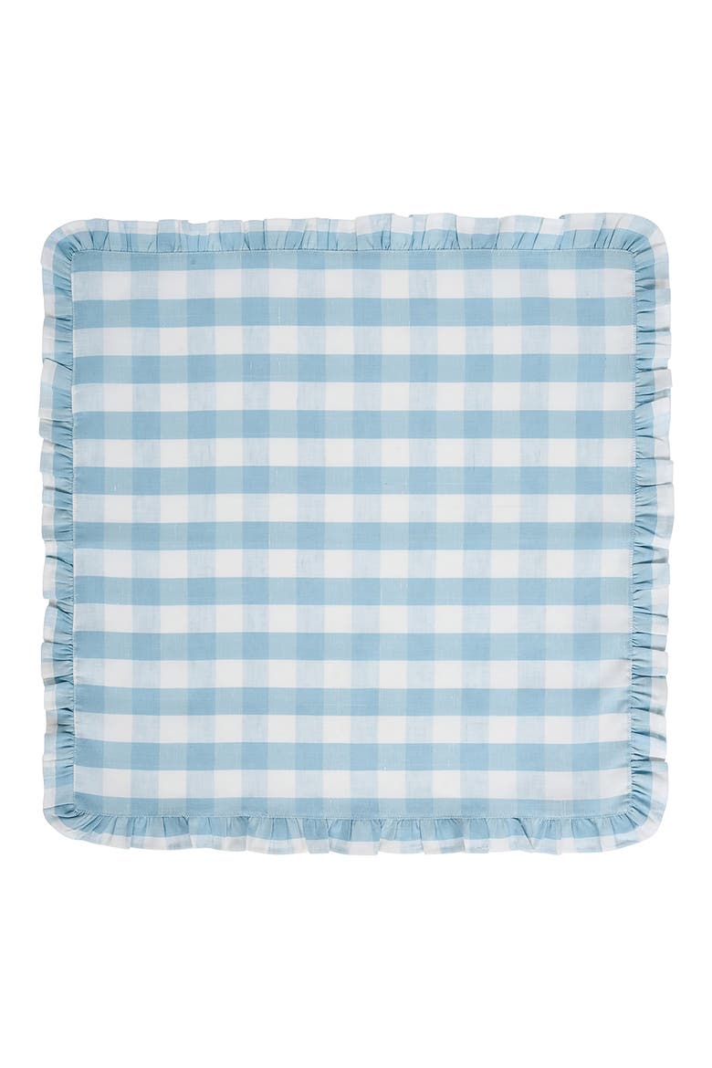 Gingham Ruffle Set of 4 Cotton & Linen Napkins, Alternate, color, OCEAN
