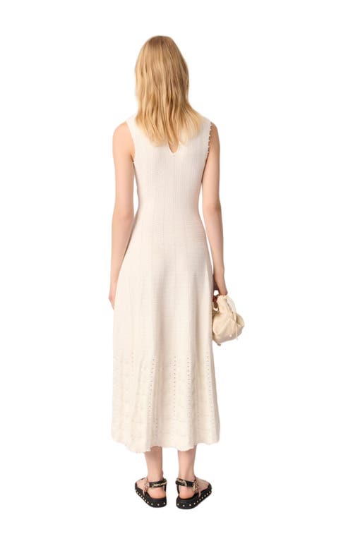 Maje Womens Sleeveless Pointelle-texture Knitted Maxi Dress Blanc In White