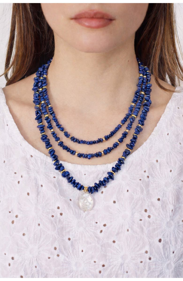 Petit Moments Vetta Freshwater Pearl Pendant Necklace, Alternate, color, Blue