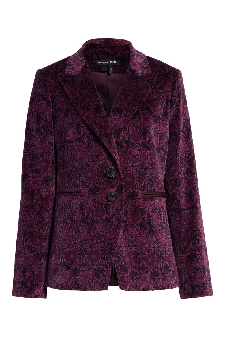Chelsee Floral Velvet Blazer, Main, color, BLACK CHERRY