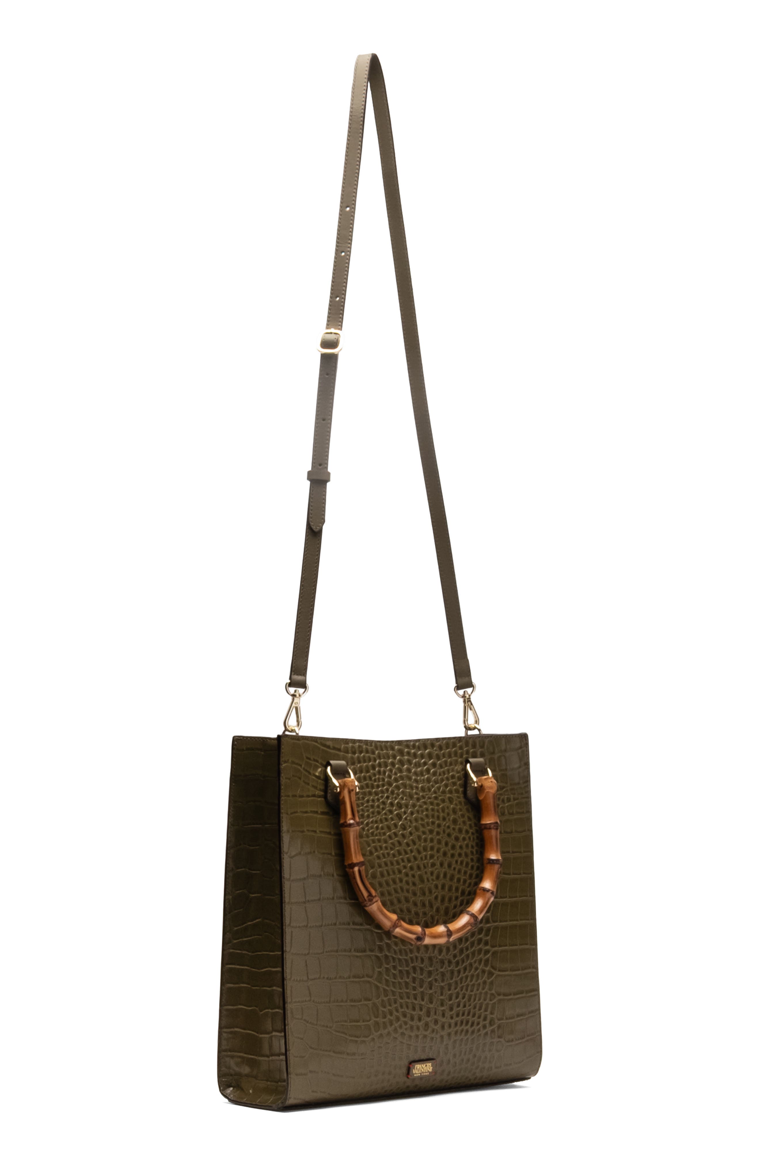 Nan Croc Embossed Leather Tote, Alternate, color, OLIVE