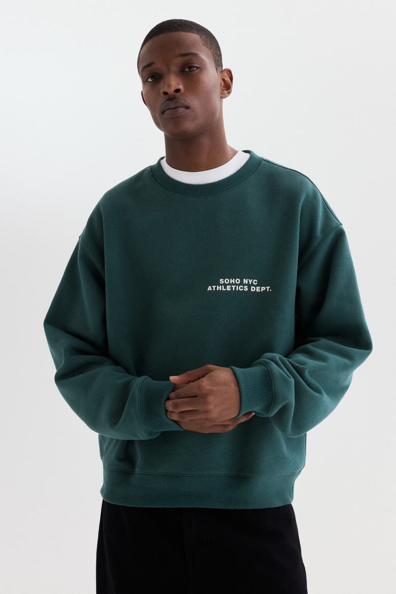 Loose Fit Sweatshirt, Alternate, color, Dark green/SoHo NYC