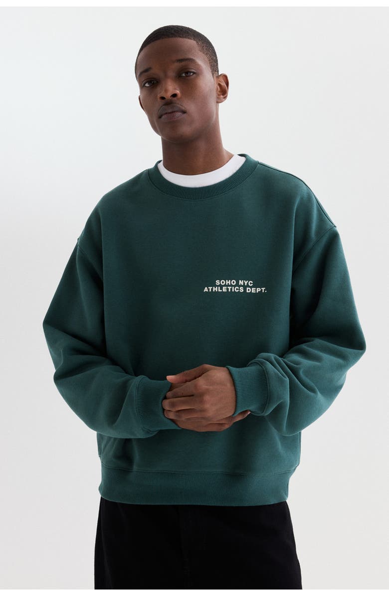 H&M Loose Fit Sweatshirt, Alternate, color, Dark Green/Soho Nyc
