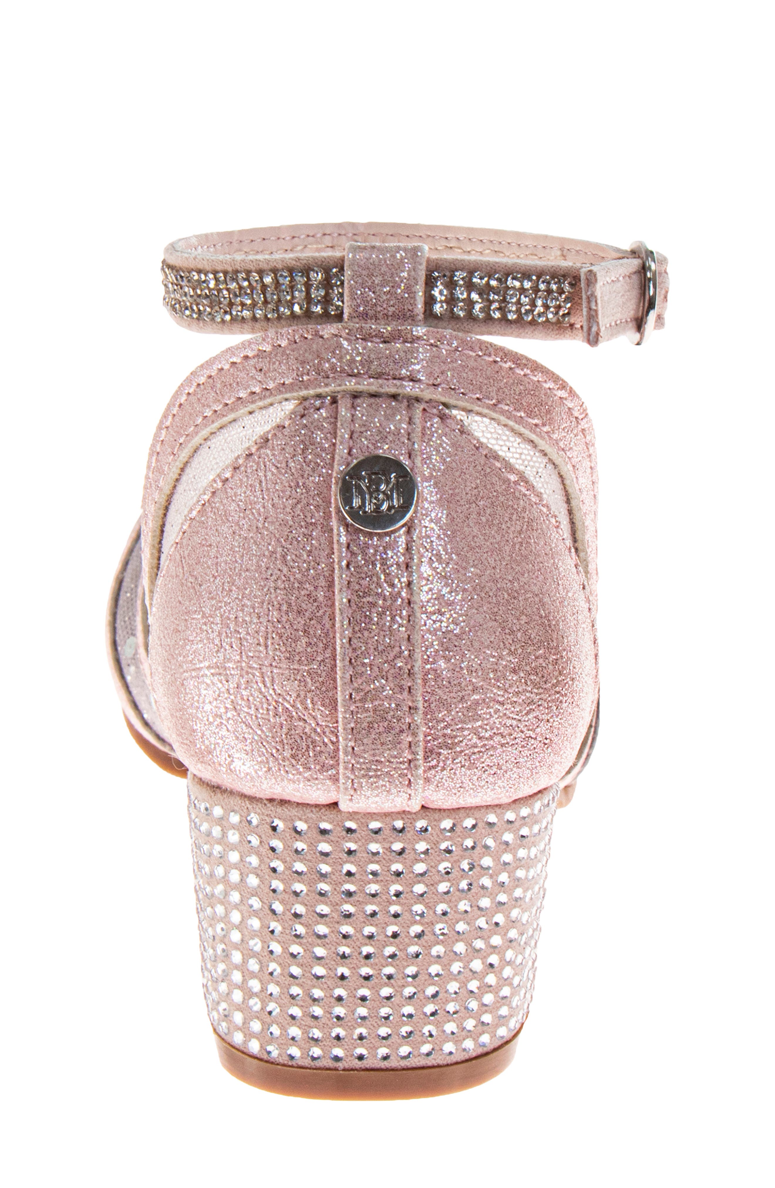 Badgley Mischka Collection Kids' Crystal Bow Ankle Strap Pump, Alternate, color, Pink