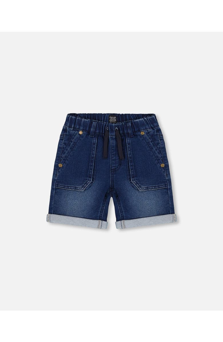 Deux par Deux Baby Boy's French Terry Denim Short Dark Denim Blue, Main, color,