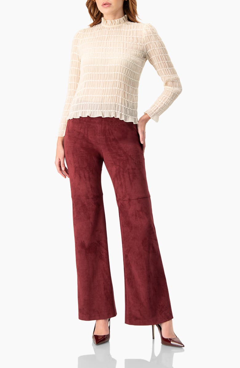 IVONNE Textured Long Sleeve Blouse with High Neck, Alternate, color, Ivory