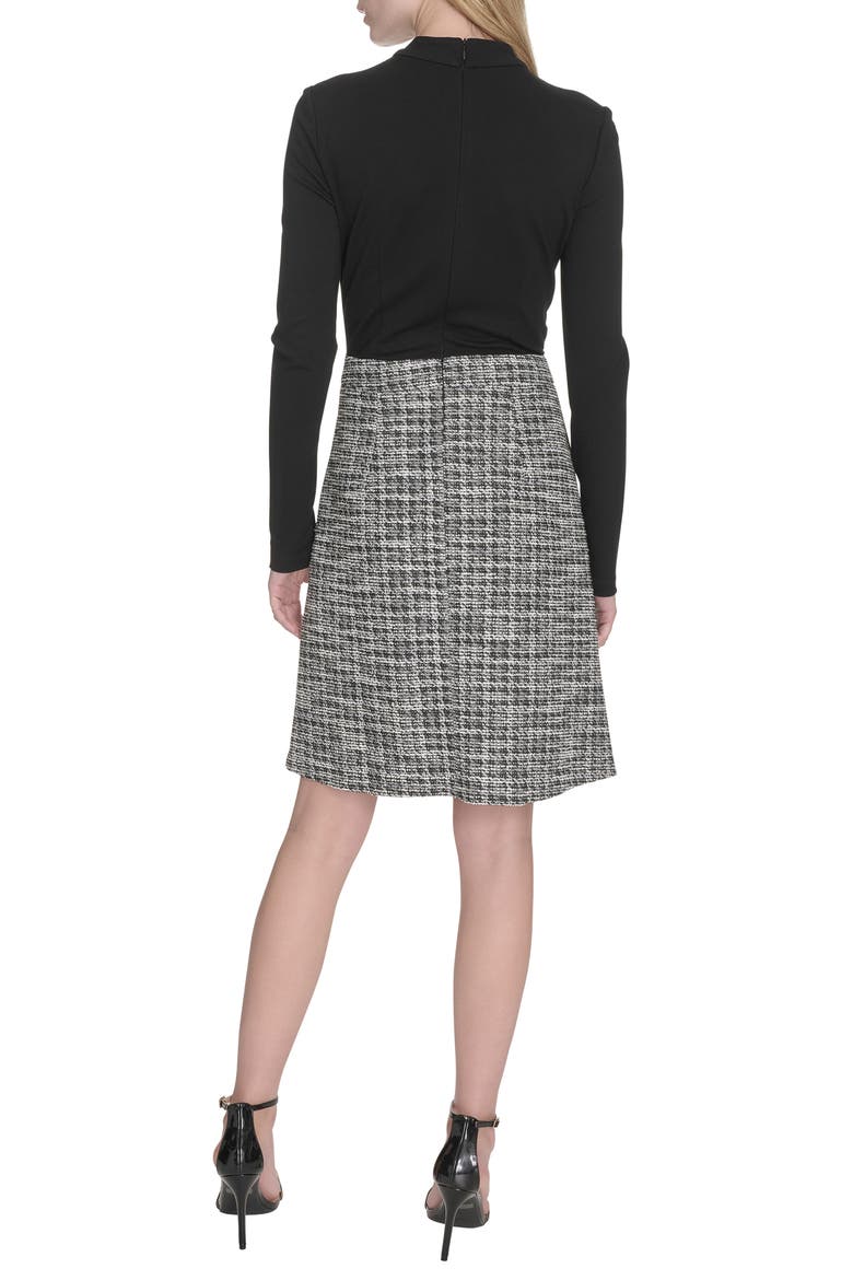 eliza j mock neck long sleeve mixed media dress Mock Neck Long Sleeve Mixed Media Dress (Women)