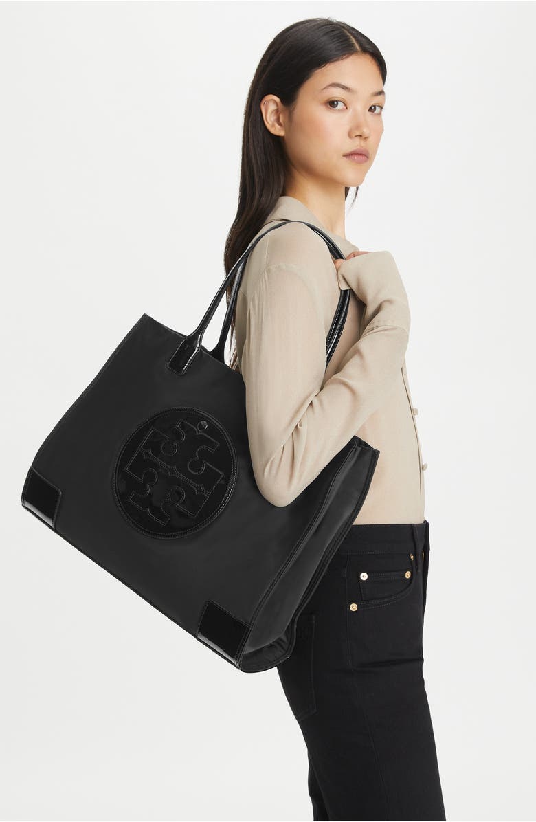 Tory Burch Ella Patent Nylon Tote, Alternate, color,