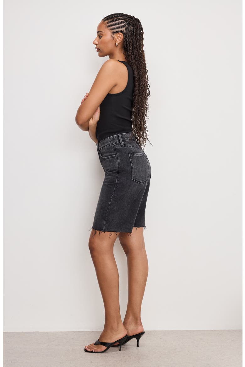 Good Standard Raw Hem Bermuda Shorts, Alternate, color, BLACK