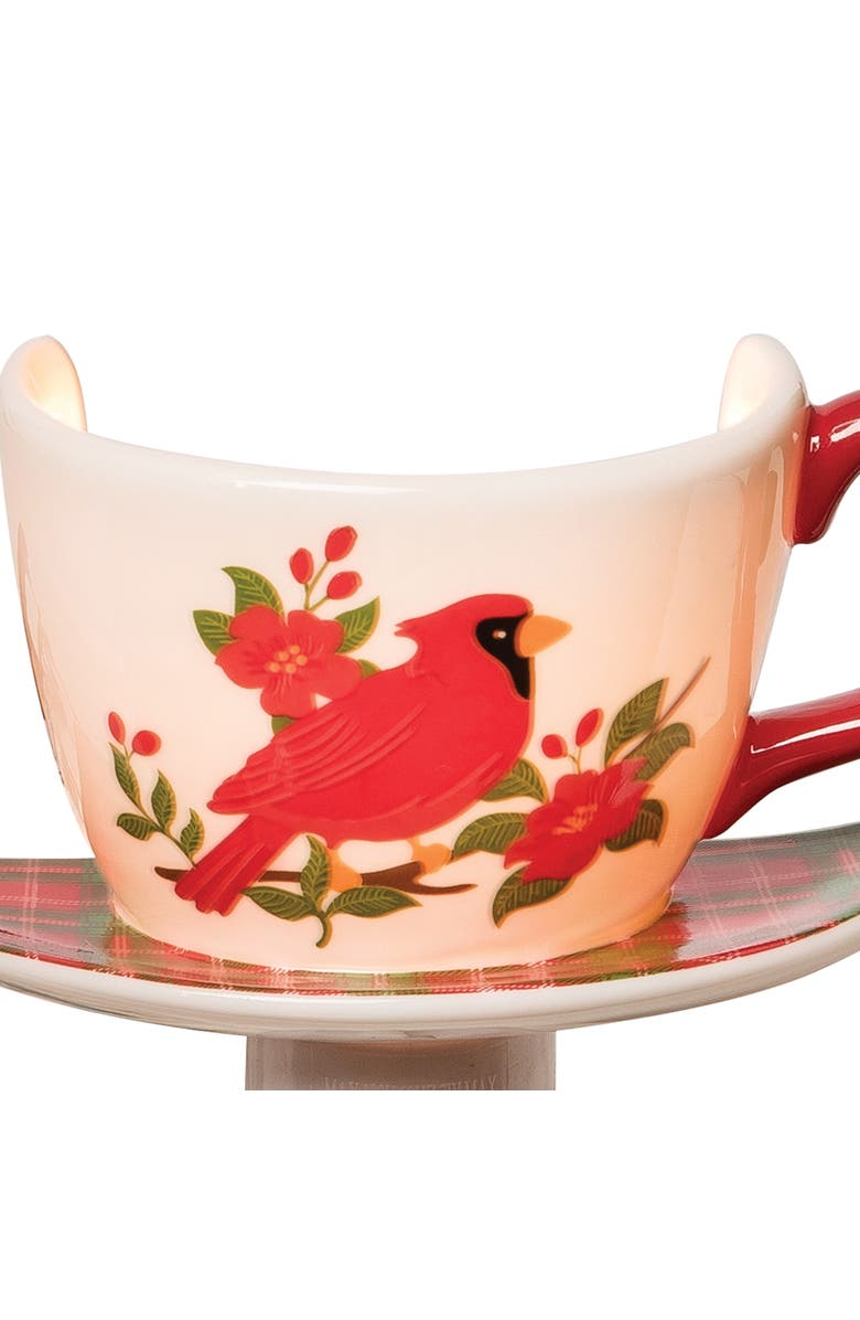 C&F Home Christmas Cardinal Bird Plug-In Teacup Night Light w/ Switch, Alternate, color, White