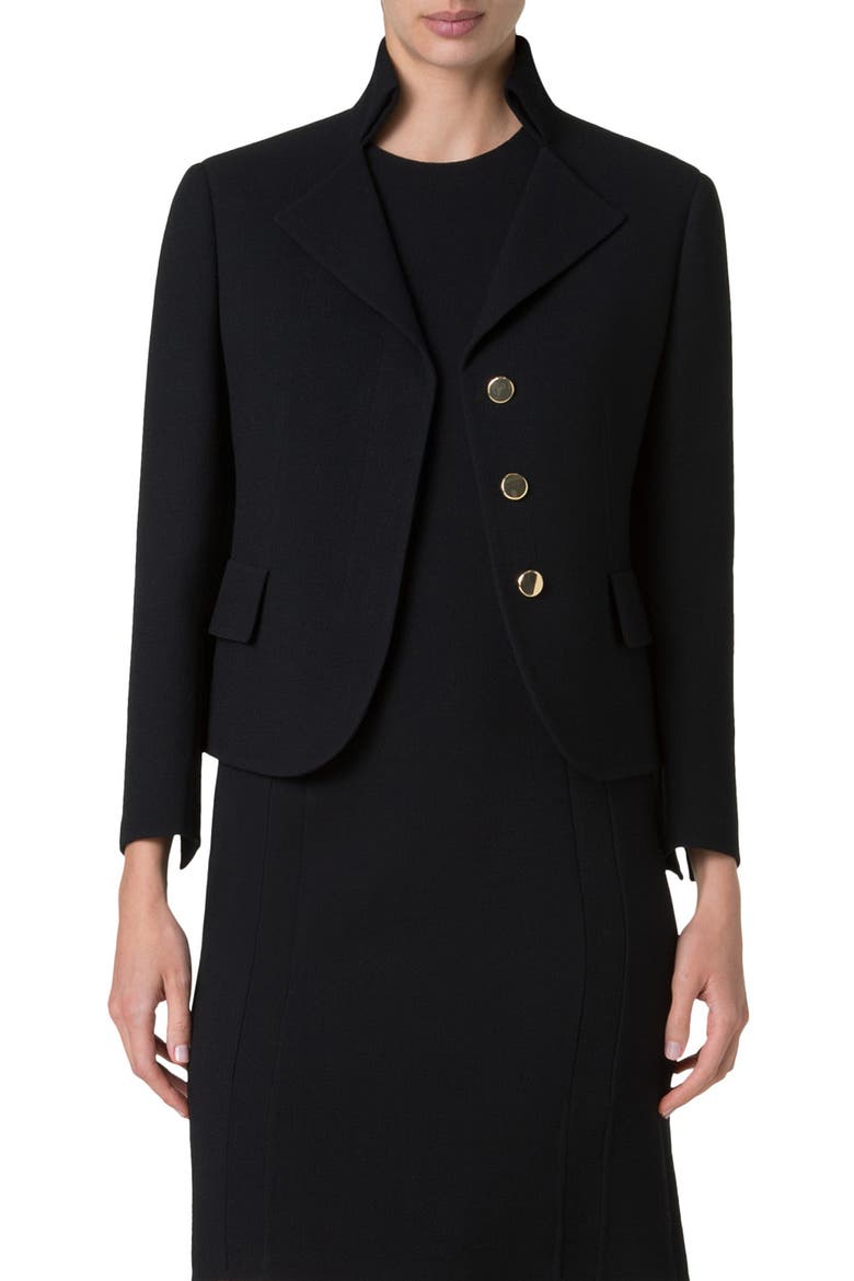 Amber Virgin Wool Crop Jacket, Main, color, BLACK