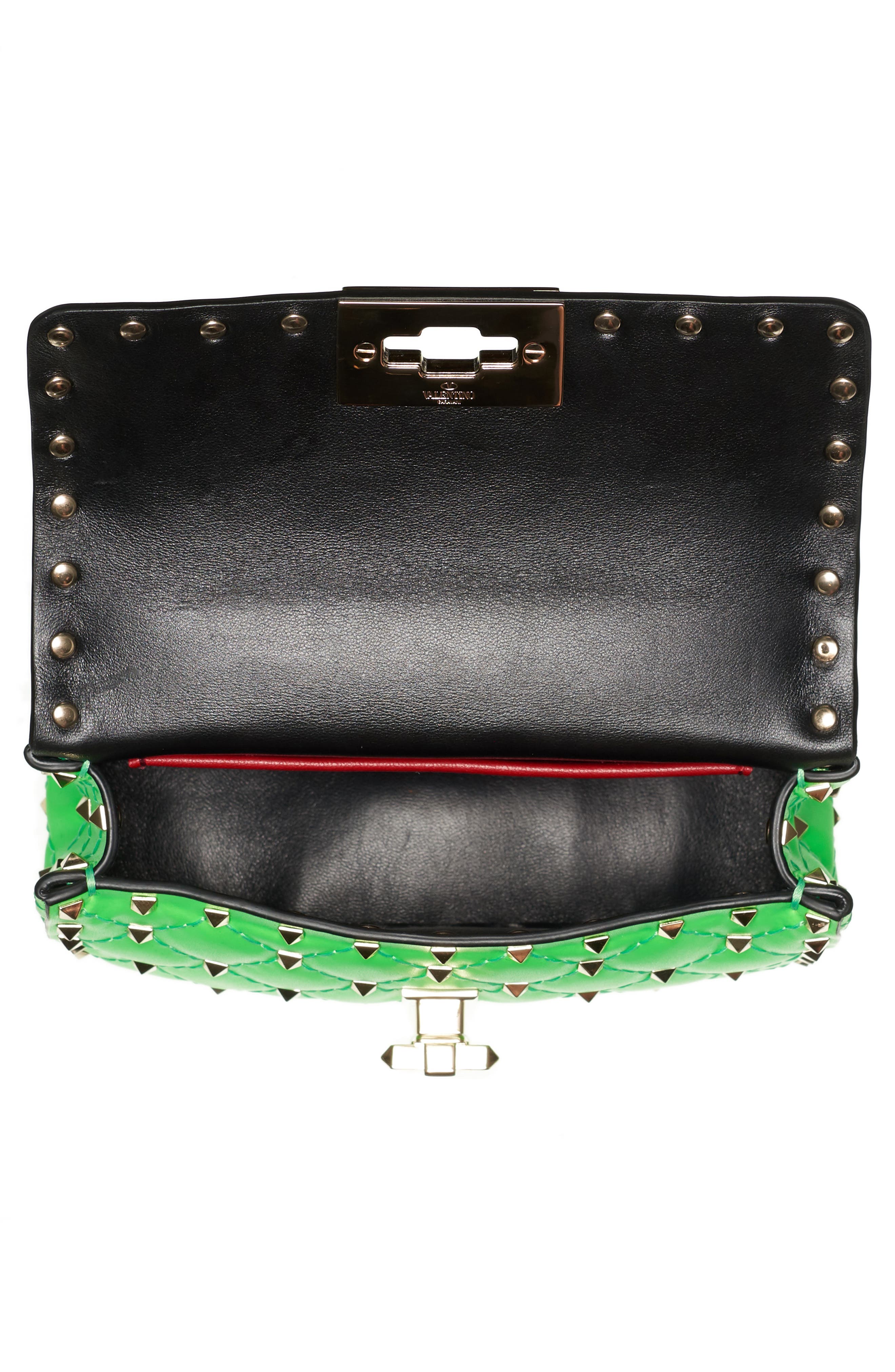 Valentino Garavani Mini Spike It Rockstud Neon Leather Shoulder Bag, Alternate, color, 