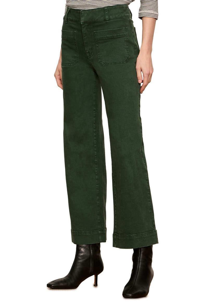 Chelsea Patch Pocket Wide Leg Jeans, Alternate, color, WASHED FOREST GREEN