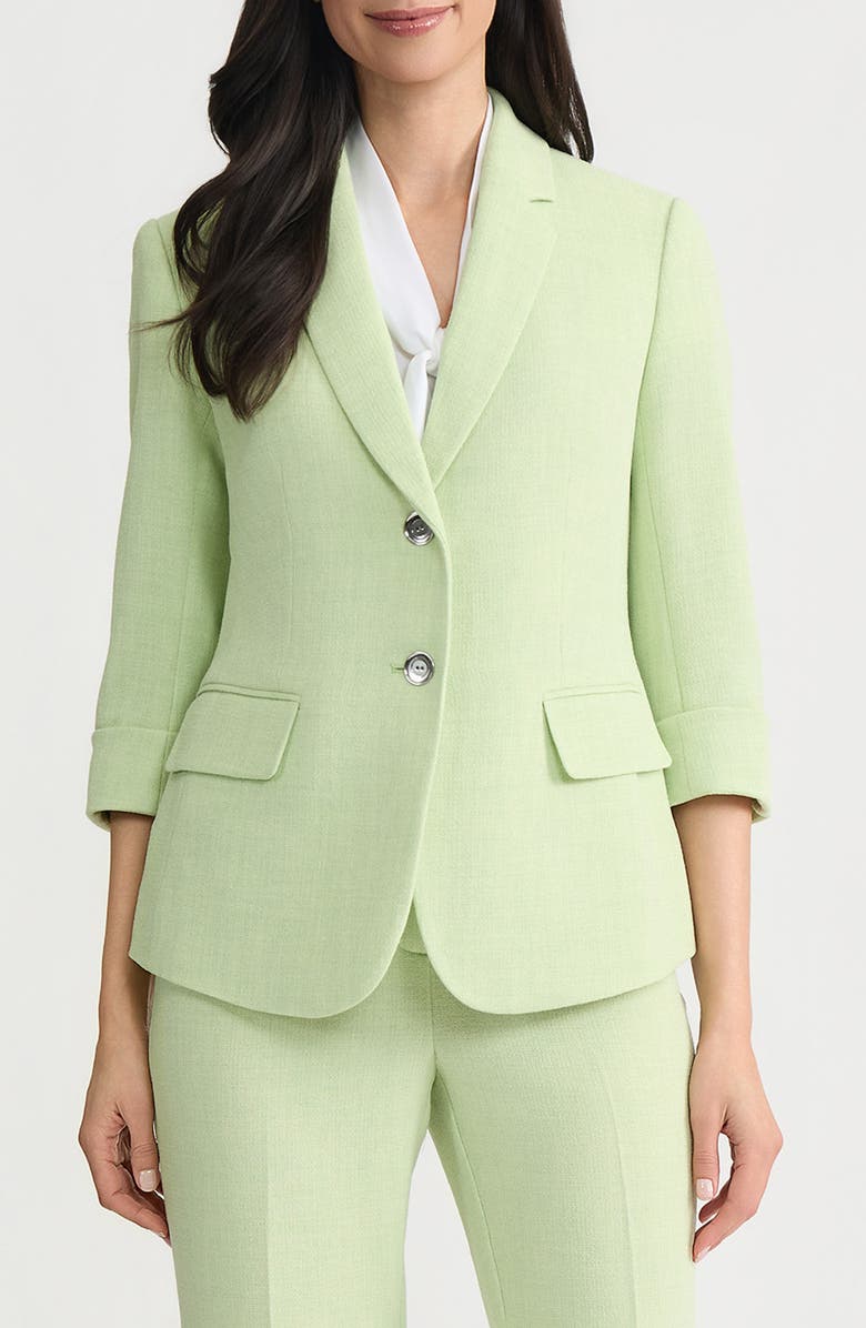 KASPER Two-Button Blazer, Main, color, Celery