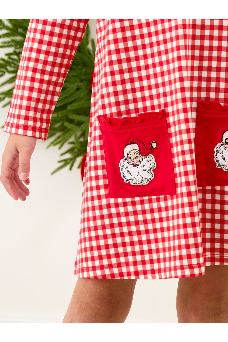 Holiday Knit Long Sleeve Applique Pocket Dress, Alternate, color, Red & White Gingham
