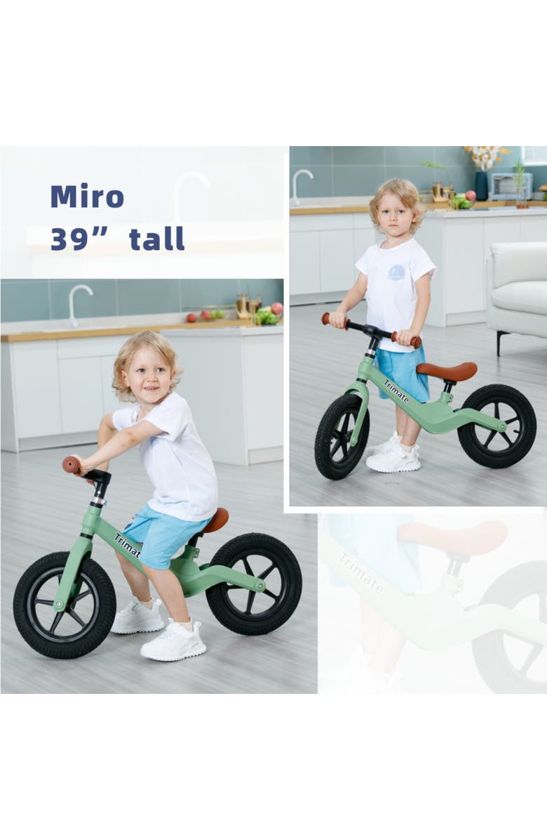 Trimate Toddler 12" Green Balance Bike with Inflated Tire, Ages 3-5, Alternate, color, Multicolored