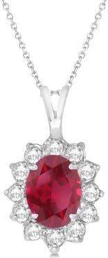 ALLUREZ Lab Ruby & Lab Diamond Accented Pendant Necklace 14k