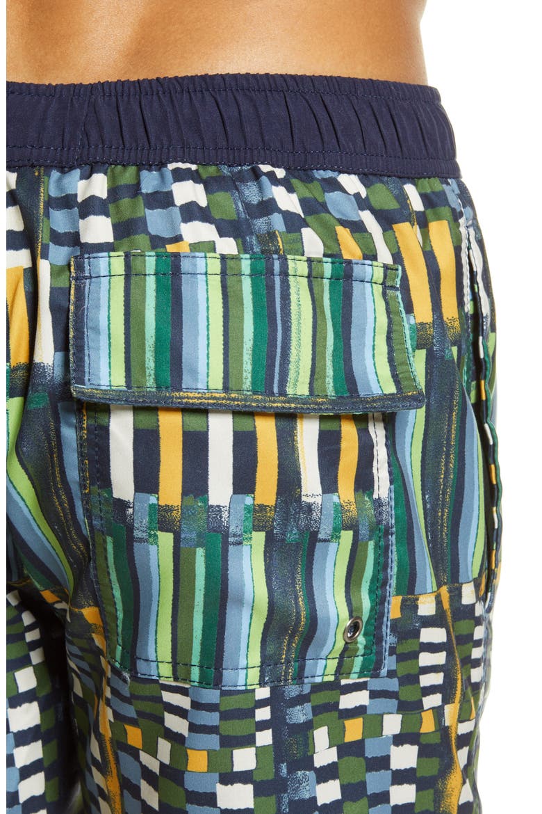Geo Print Swim Trunks, Alternate, color, GREEN