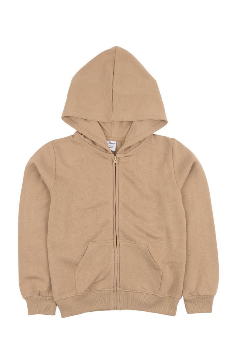 Leveret Kids Zip-Up Sweatshirt Hoodie, Cotton Blend, Solid Colors, Alternate, color, Beige