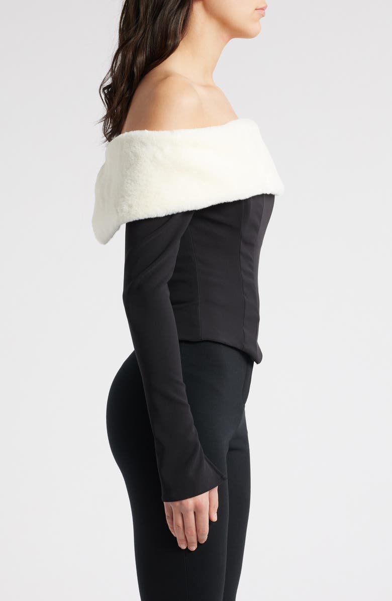 Mistress Rocks Faux Fur Trim Corset Top, Alternate, color,