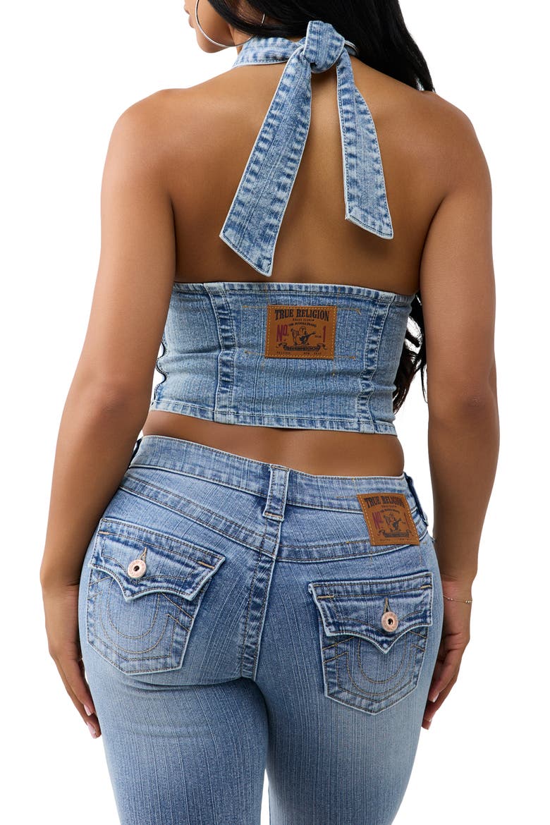 Print Denim Halter Top, Alternate, color, MEDIUM WASH