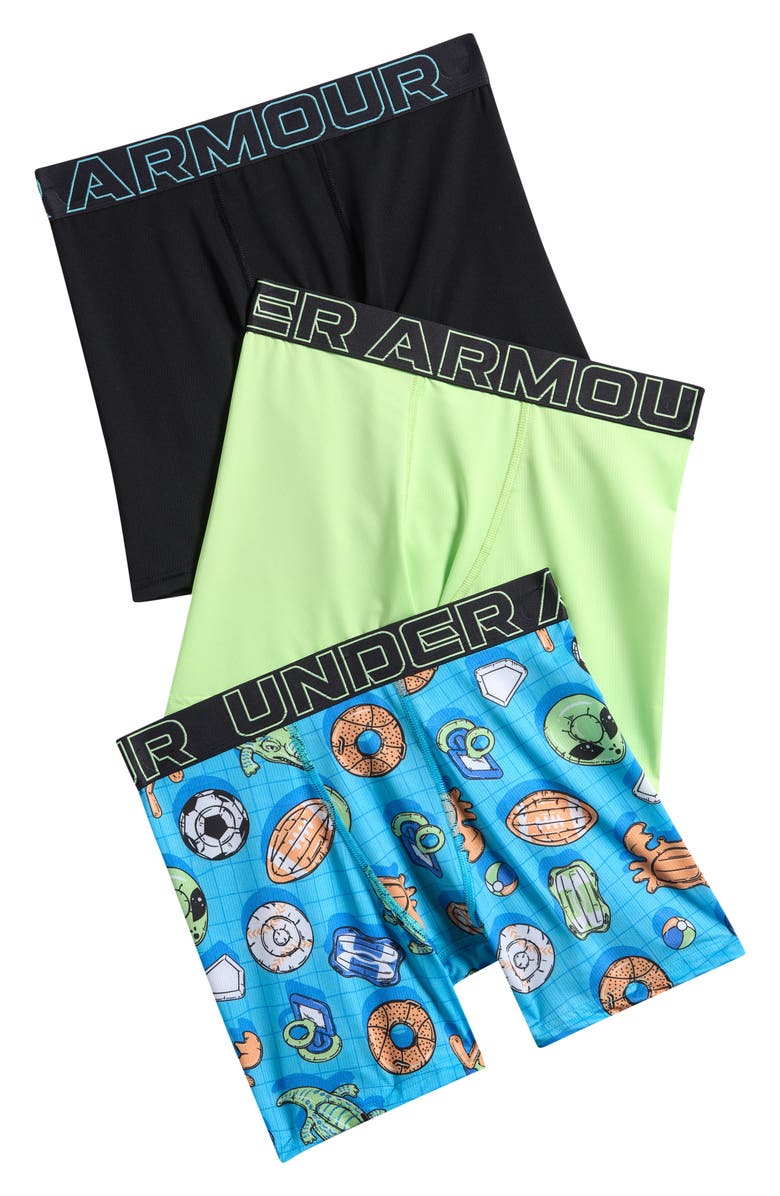 Under Armour Kids' Assorted 3-Pack UA Performance Tech<sup>™</sup> Mesh Boxer Briefs, Main, color, Lumos Lime