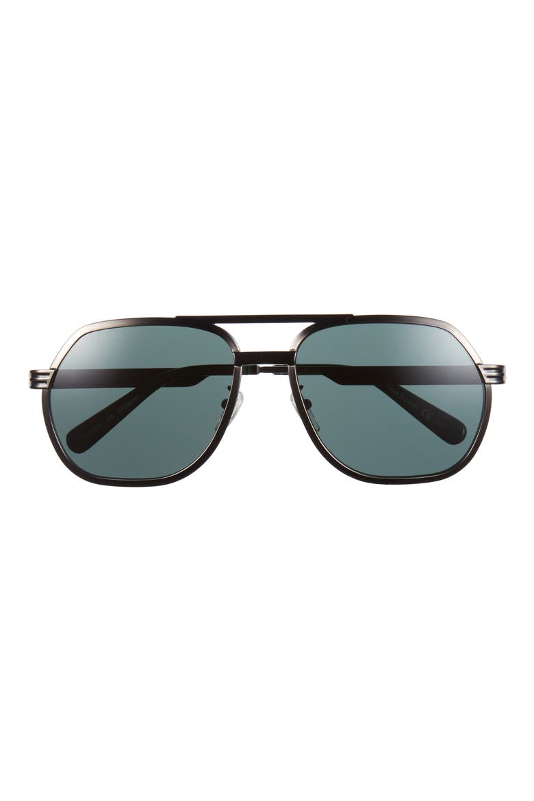 60mm Aviator Sunglasses, Main, color, RUTHENIUM RUTHENIUM GREEN