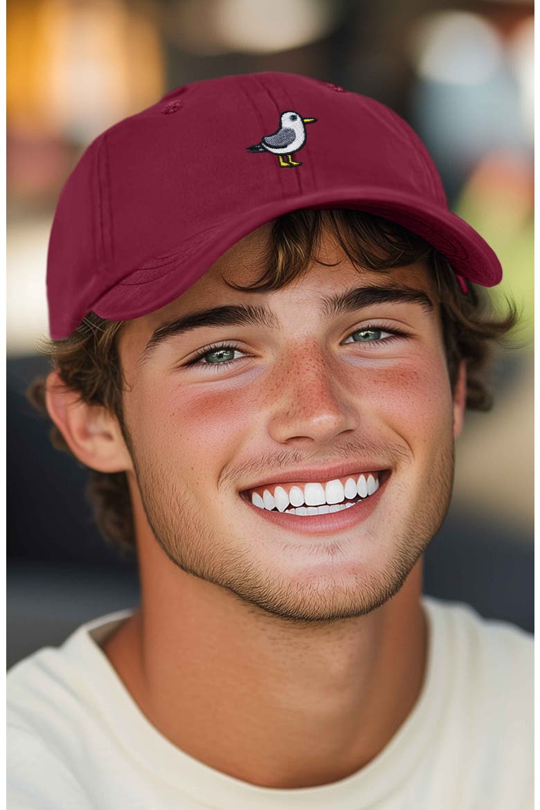 Seagull Embroidered Everyday Cap, Alternate, color, Maroon