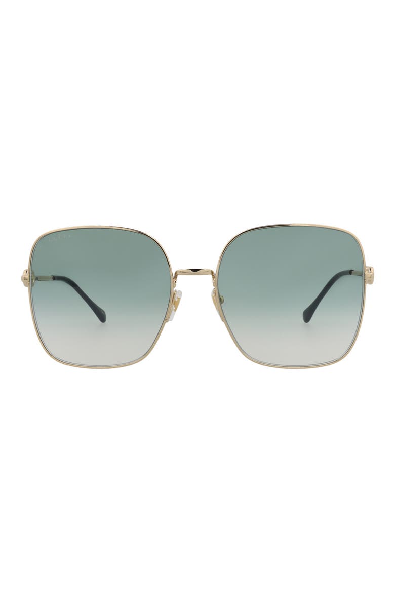 Novelty 61mm Square Sunglasses, Main, color, GOLD GOLD GREEN