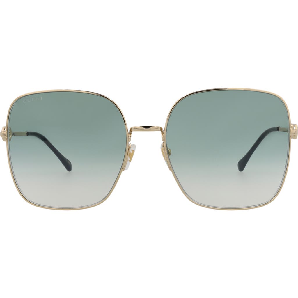 Gucci Novelty 61mm Square Sunglasses in Gold Gold Green at Nordstrom Rack