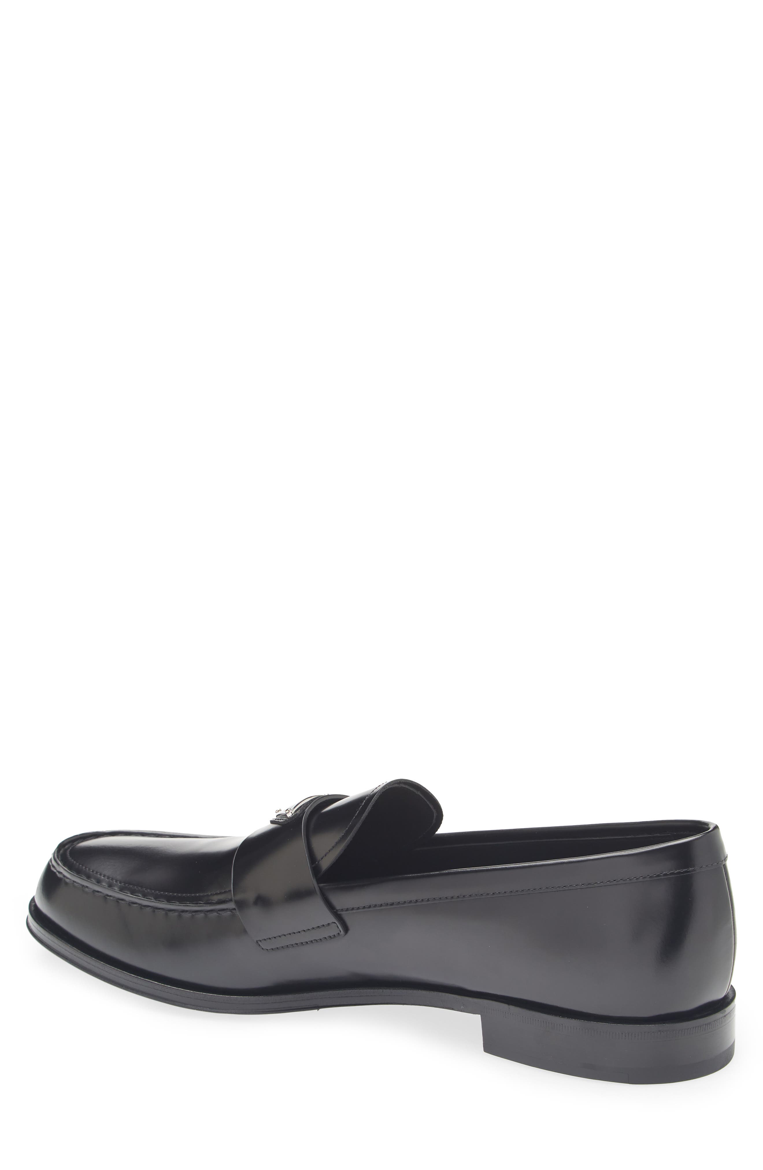 Prada Triangle Logo Loafer, Alternate, color, Nero