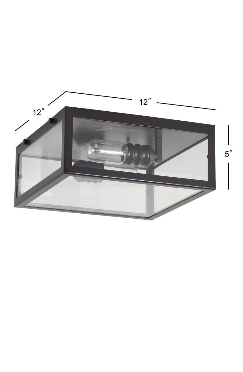 JONATHAN Y Grayson 2-Light Bohemian Farmhouse Iron/Glass LED Flush Mount, Alternate, color, Oil Rubbed Bronze / Clear