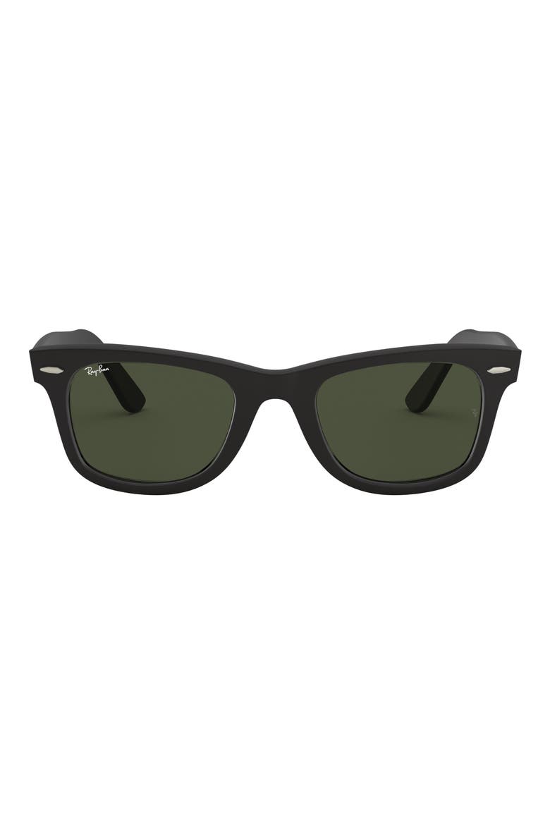 52mm Square Sunglasses, Main, color, MATTE BLACK / GREEN