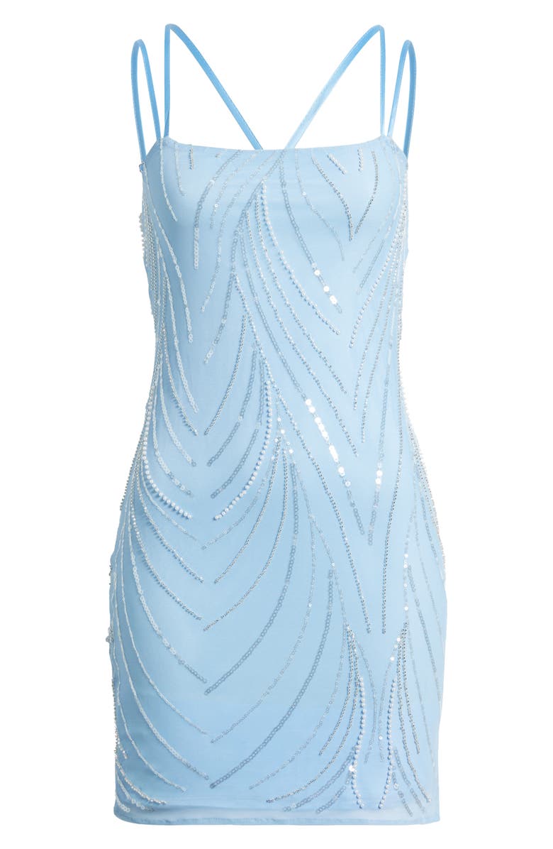 Jump Apparel Sequin Detail Strappy Back Cocktail Minidress, Alternate, color, Light Blue