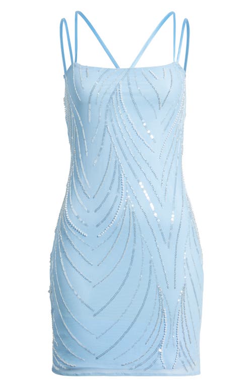 Jump Apparel Sequin Detail Strappy Back Cocktail Minidress In Blue