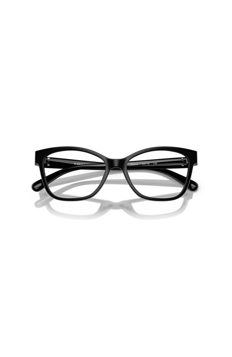 COACH 53mm Butterfly optical glasses, Alternate, color, Black