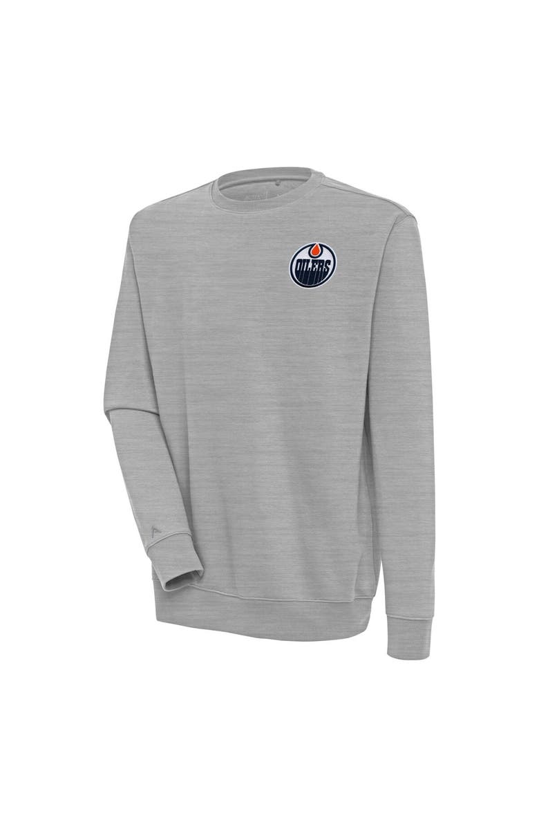 ANTIGUA Men's Antigua  Heather Gray Edmonton Oilers Victory Pullover Sweatshirt, Main, color, 