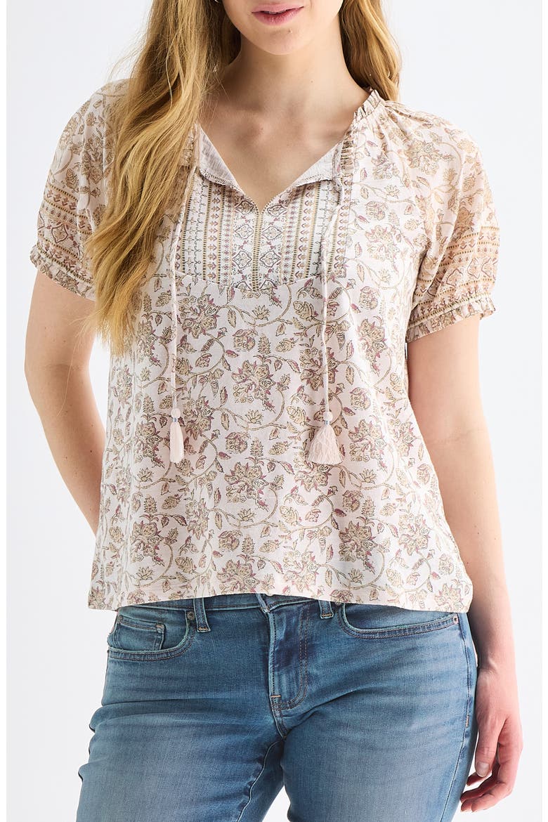Split Neck Top, Main, color, PINK MULTI