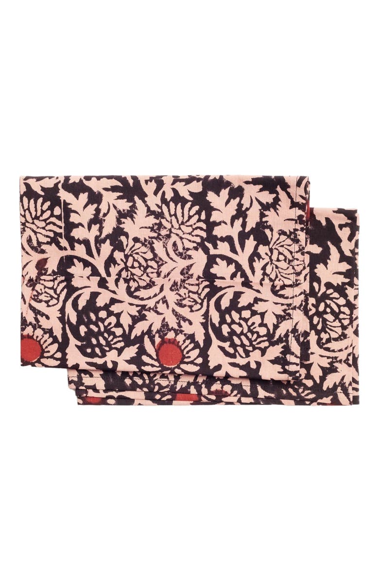 Studio Variously Hummus Floral Wax Block Printe Cotton Table Napkin - Set of 4, Alternate, color, 