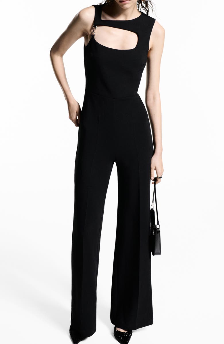 MANGO Asymmetric Sleeveless Jumpsuit, Main, color, 