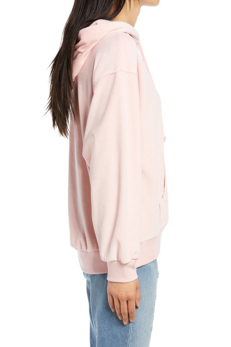 Velour Treatment Hoodie, Alternate, color, PINK PEACHSKIN