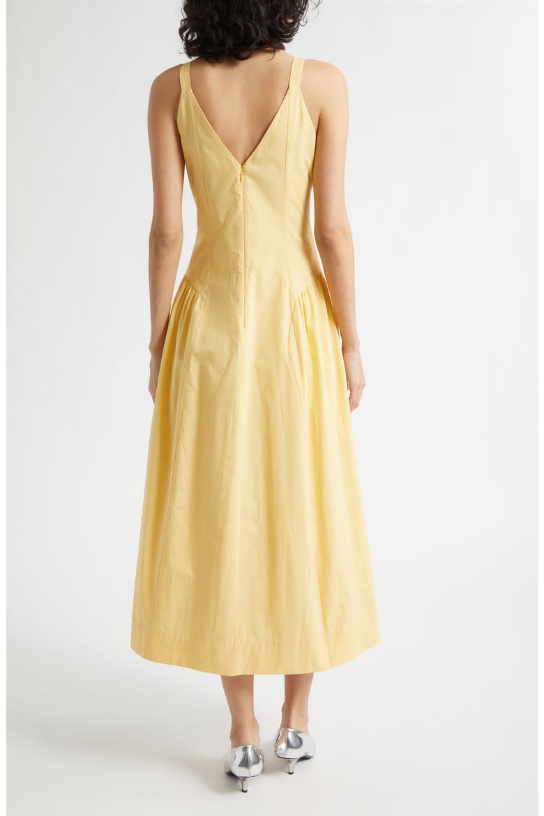 Lindie Plunge Neck Basque Waist Cotton Dress, Alternate, color, YELLOW