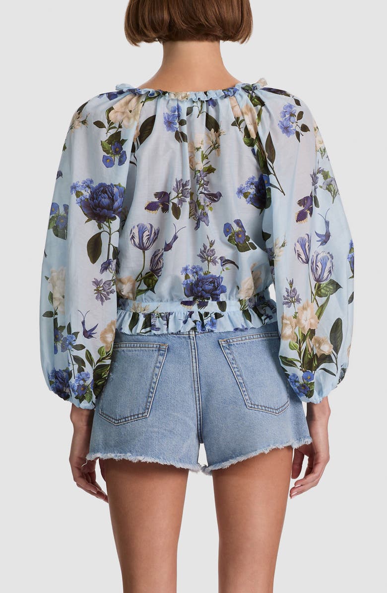 Alice + Olivia Mclaine Floral Crop Button-Up Shirt, Alternate, color, Fly Away