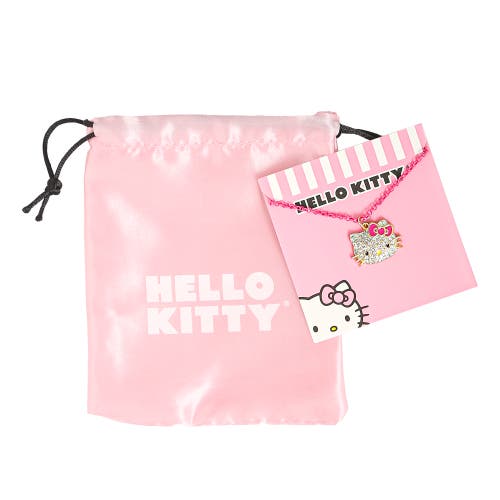 Hello Kitty Pave Pendant Necklace With Neon Red Chain, 16"+ 3" In Gold